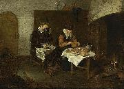 Quirijn van Brekelenkam A Couple Having a Meal before a Fireplace painting